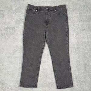 Madewell Perfect Vintage Jeans Womens 32P Black High Rise Straight Leg Casual
